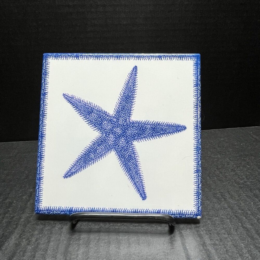 Vintage Local Color Starfish Art Tile Trivet Wall Hanging 6 x 6" Coastal Beach